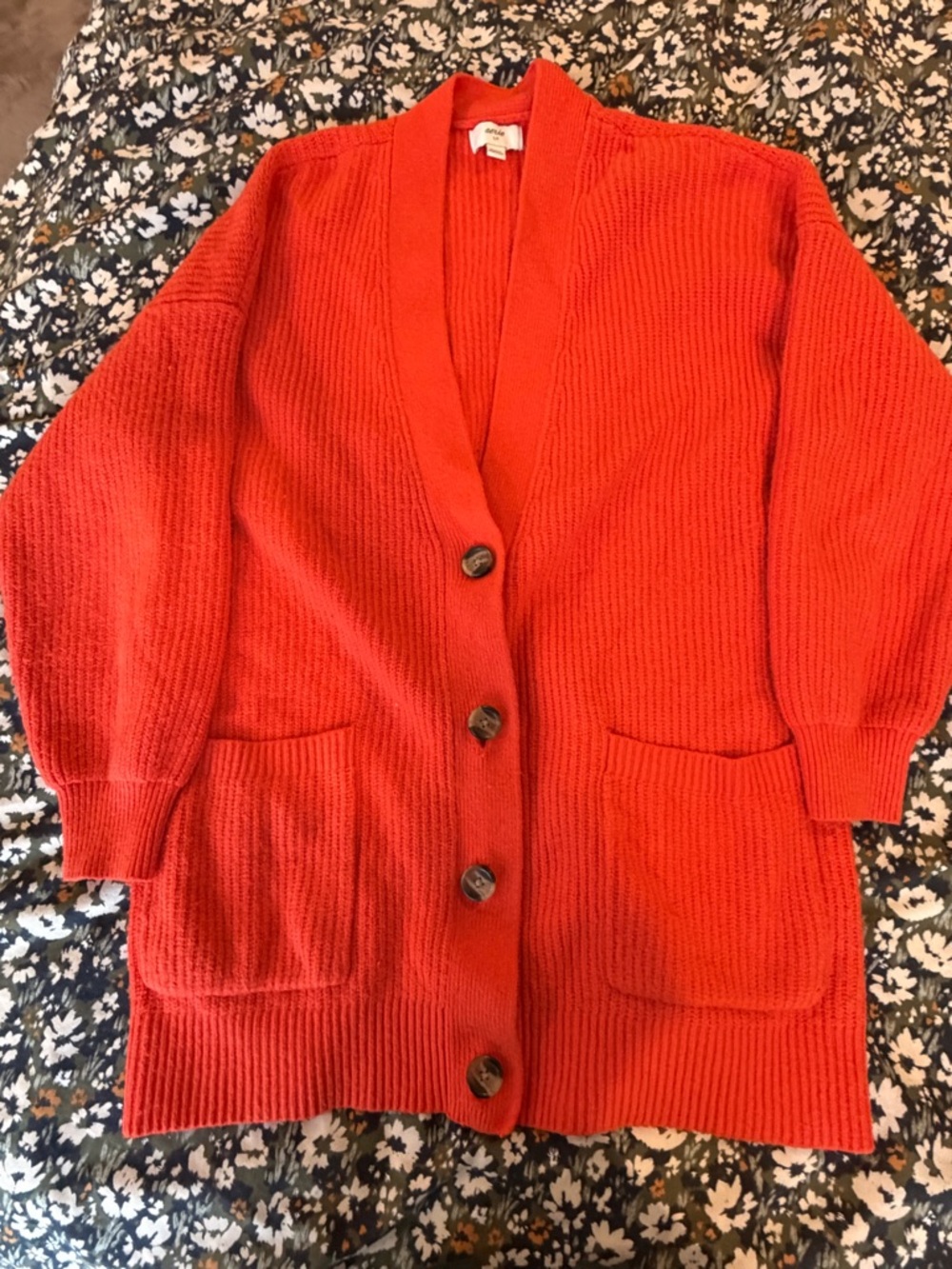 American Eagle Outfitters Orange-Red Button Front Knit Cardigan